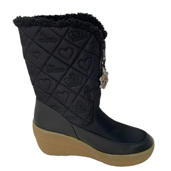 JUICY COUTURE Boots Quilted Snow Flurry Snowflake Wedges Size 6 - Picture 8 of 13